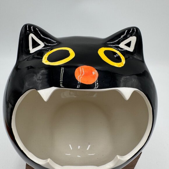 Black cat bowl Halloween birthday cat lover fun trendy adorable cute wide - Picture 2 of 12